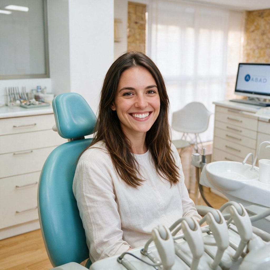 Paciente sonriendo tras un tratamiento de estética dental en Instituto Dental ABAD, Murcia